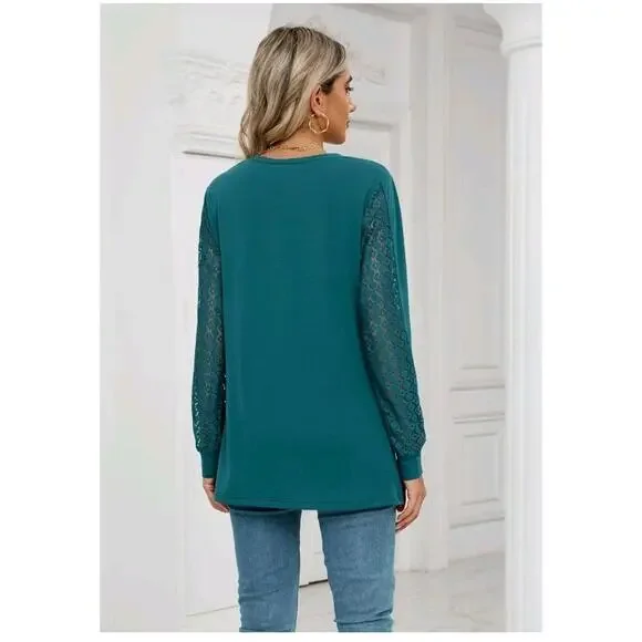 BMJL Womens Tunic Tops Fall Dressy Causal Blouses Lace Long Sleeve Size Large - Picture 5 of 7